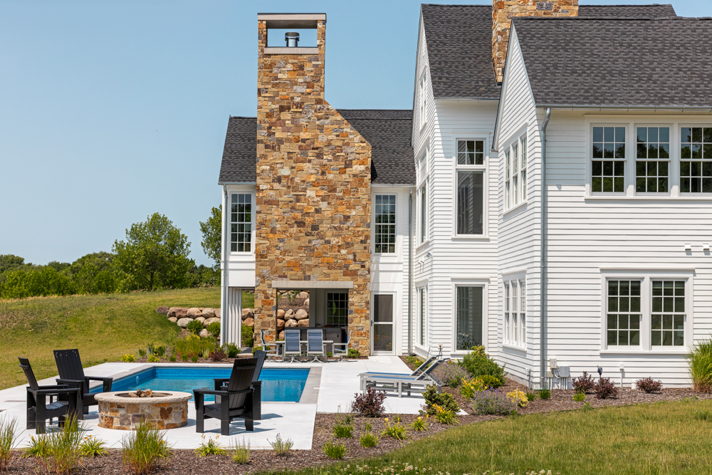 Outdoor oasis stone chimney